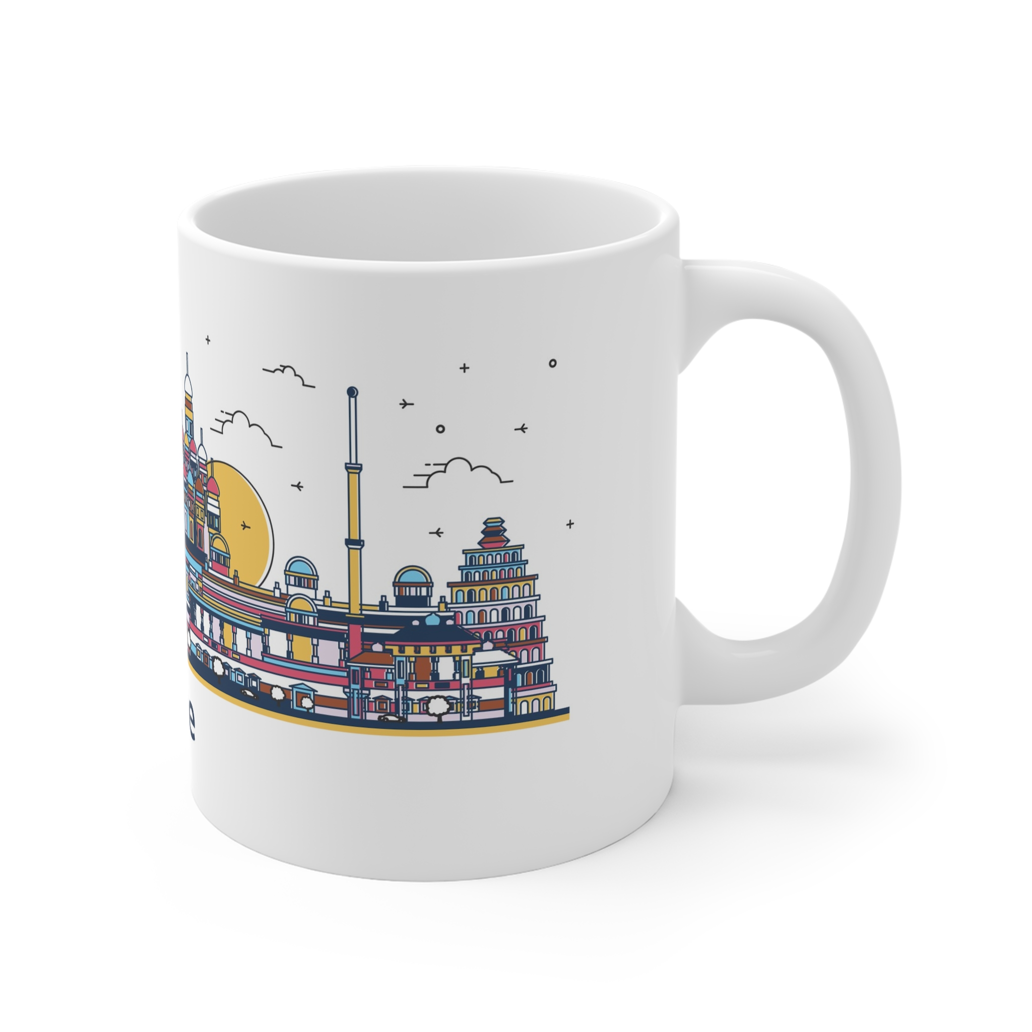 Pune Outline Bold Color 11oz White Mug - Image 3