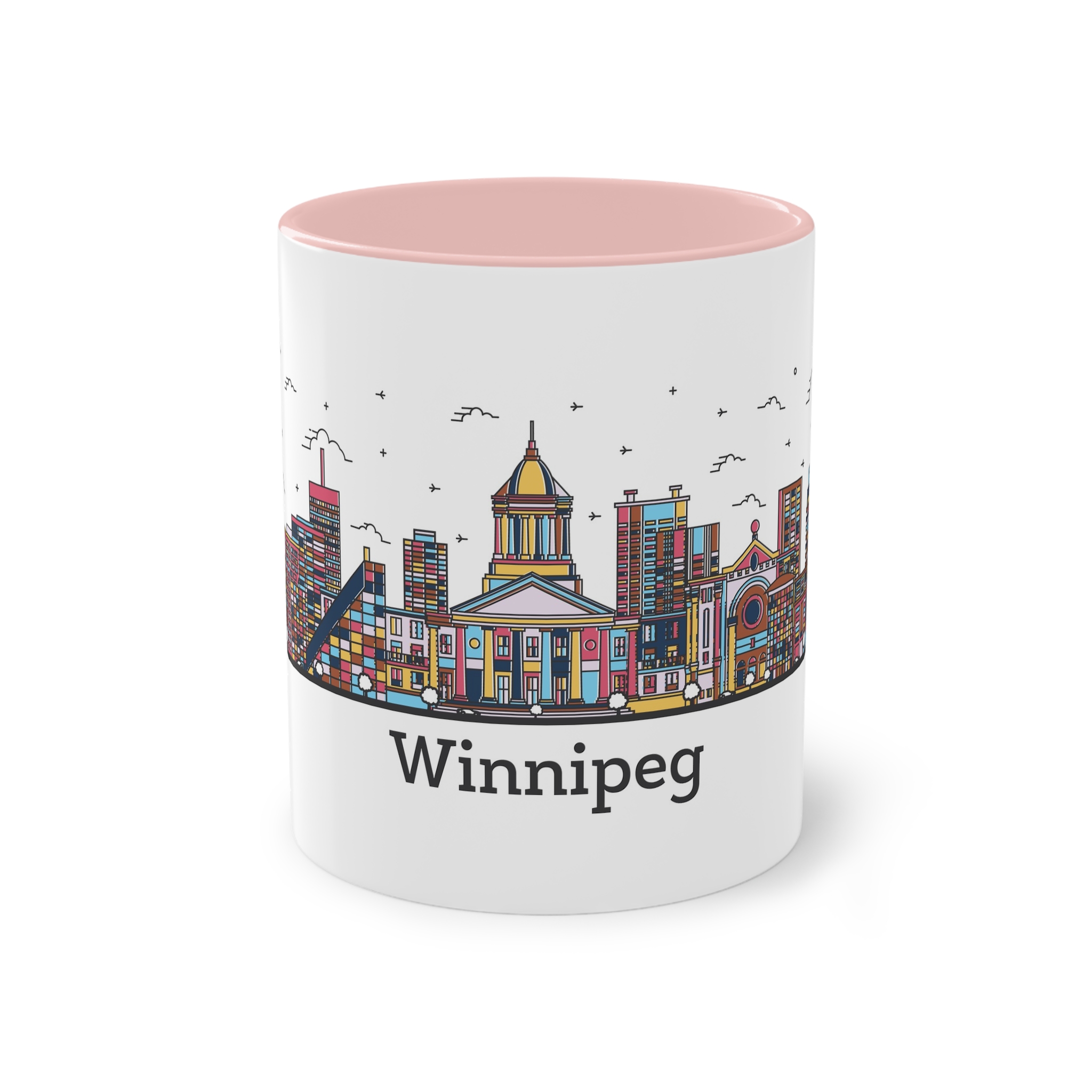 Winnipeg Outline Bold Color Two Tone Coffee Mug 11oz - Image 45