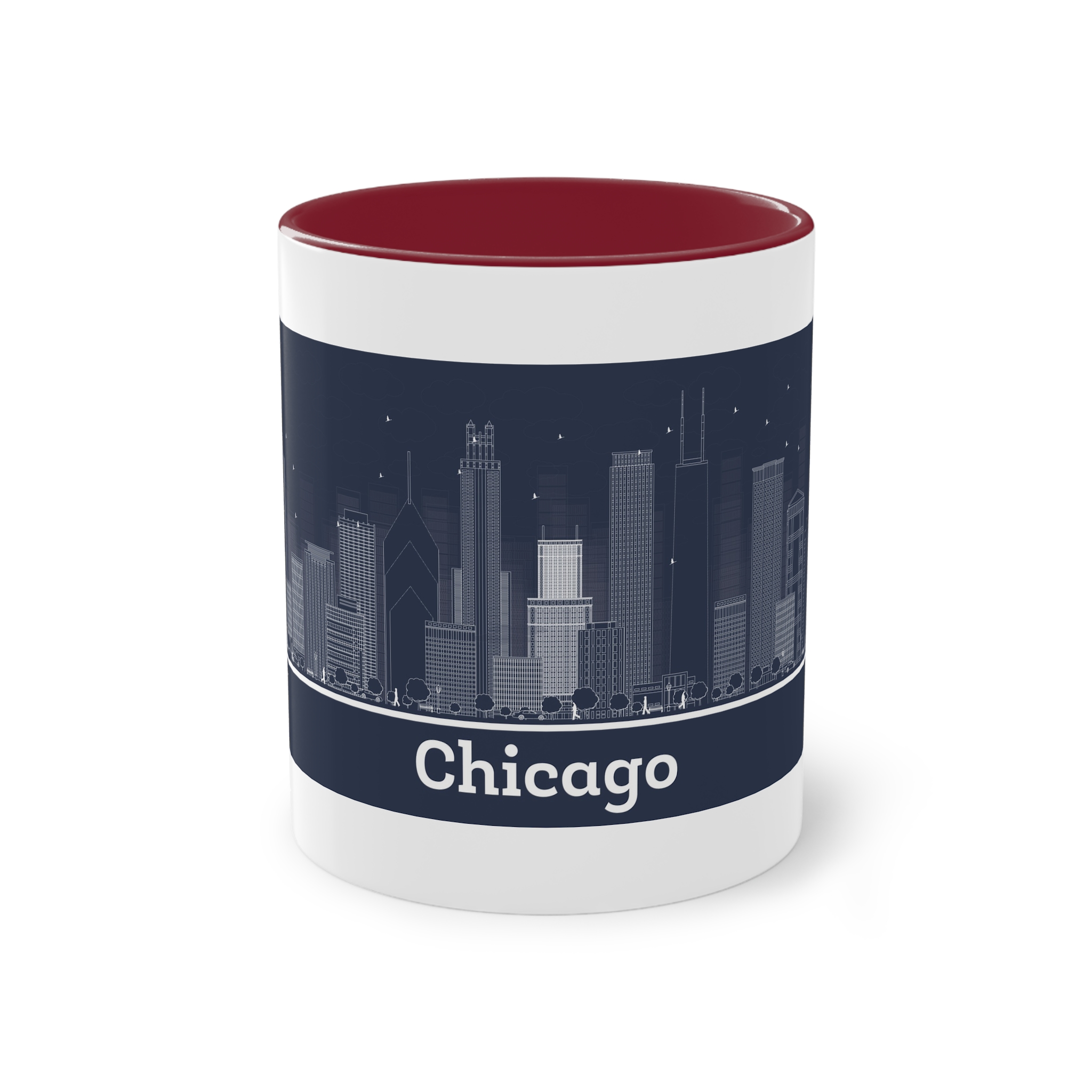Chicago Outline Inverse Two Tone Coffee Mug 11oz - Image 5