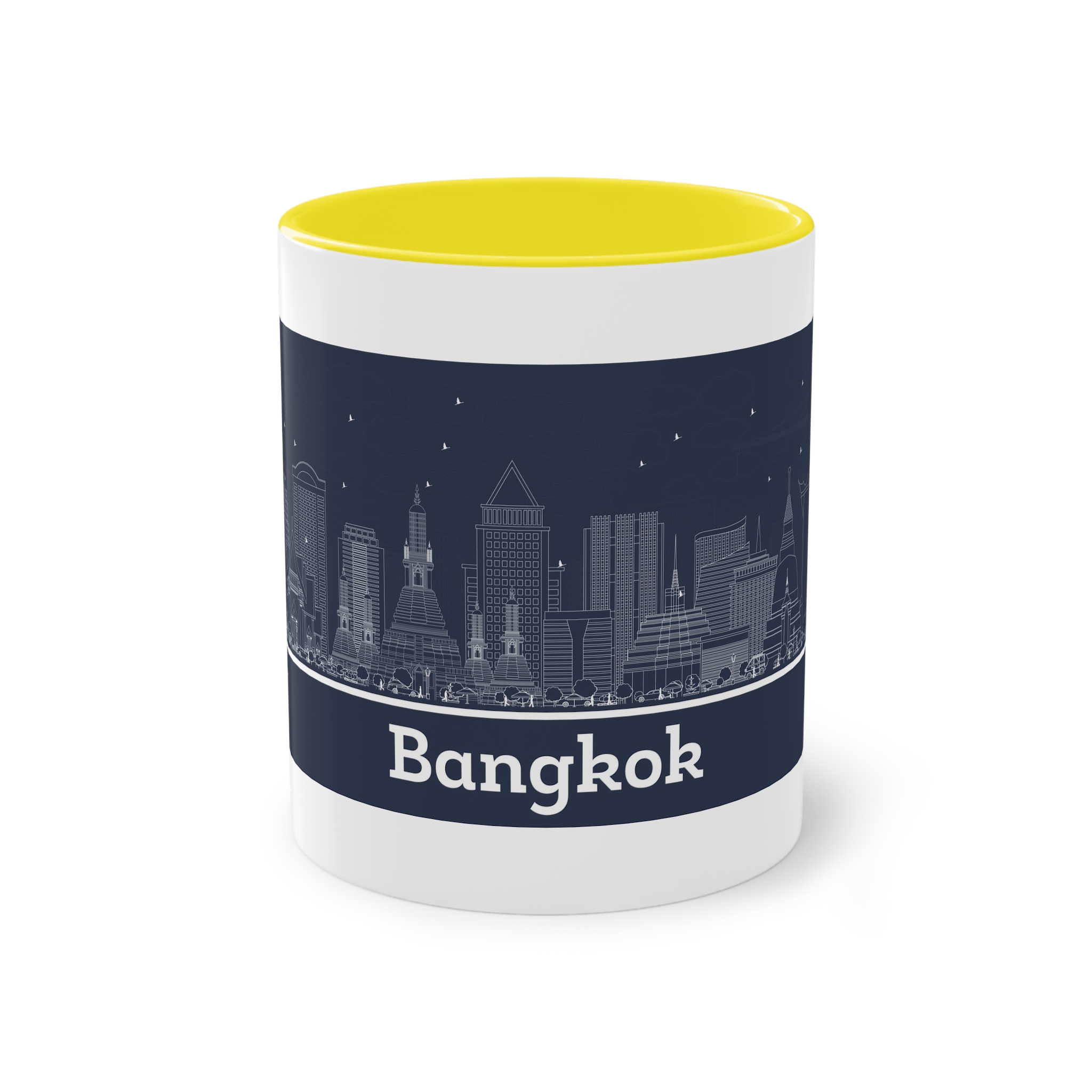 Bangkok Outline Inverse Two Tone Coffee Mug 11oz - Image 21