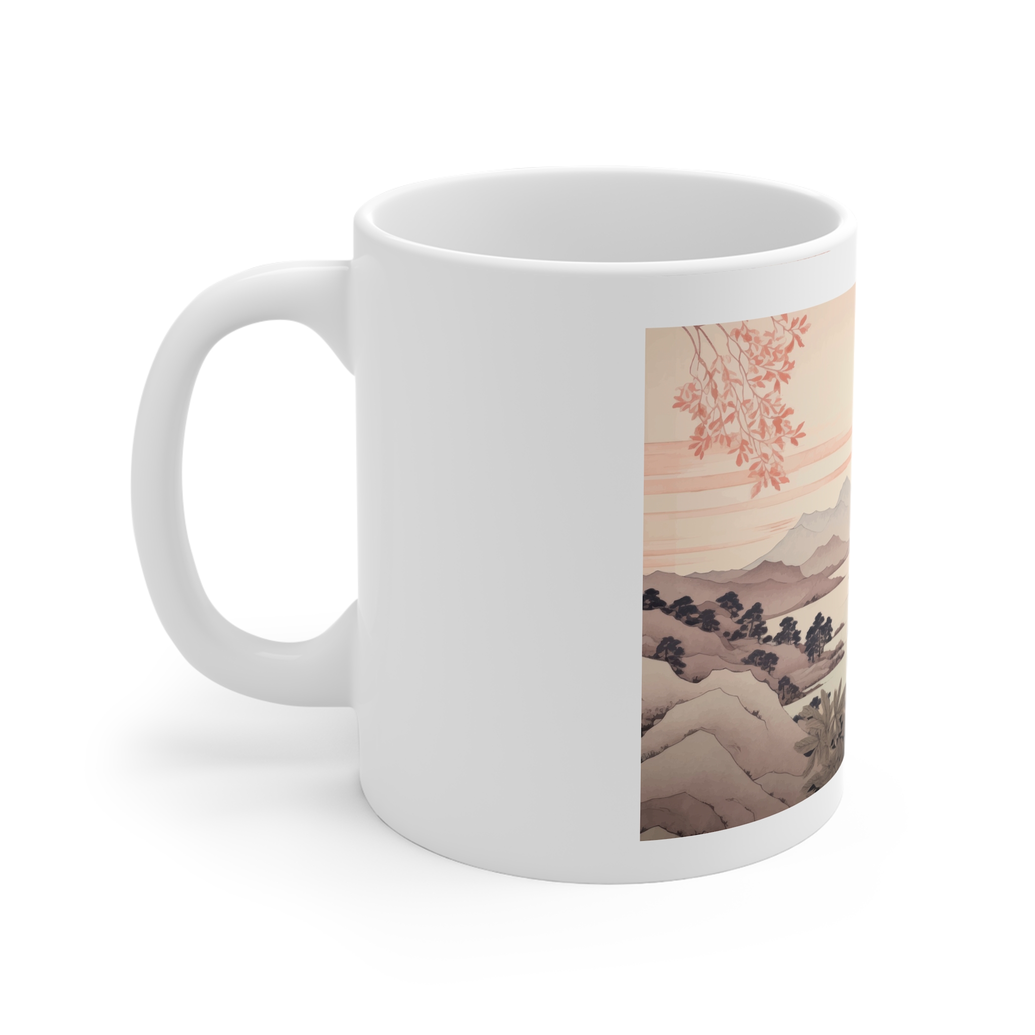 Serene Japanese Landscape Painting 11oz White Mug - Image 2