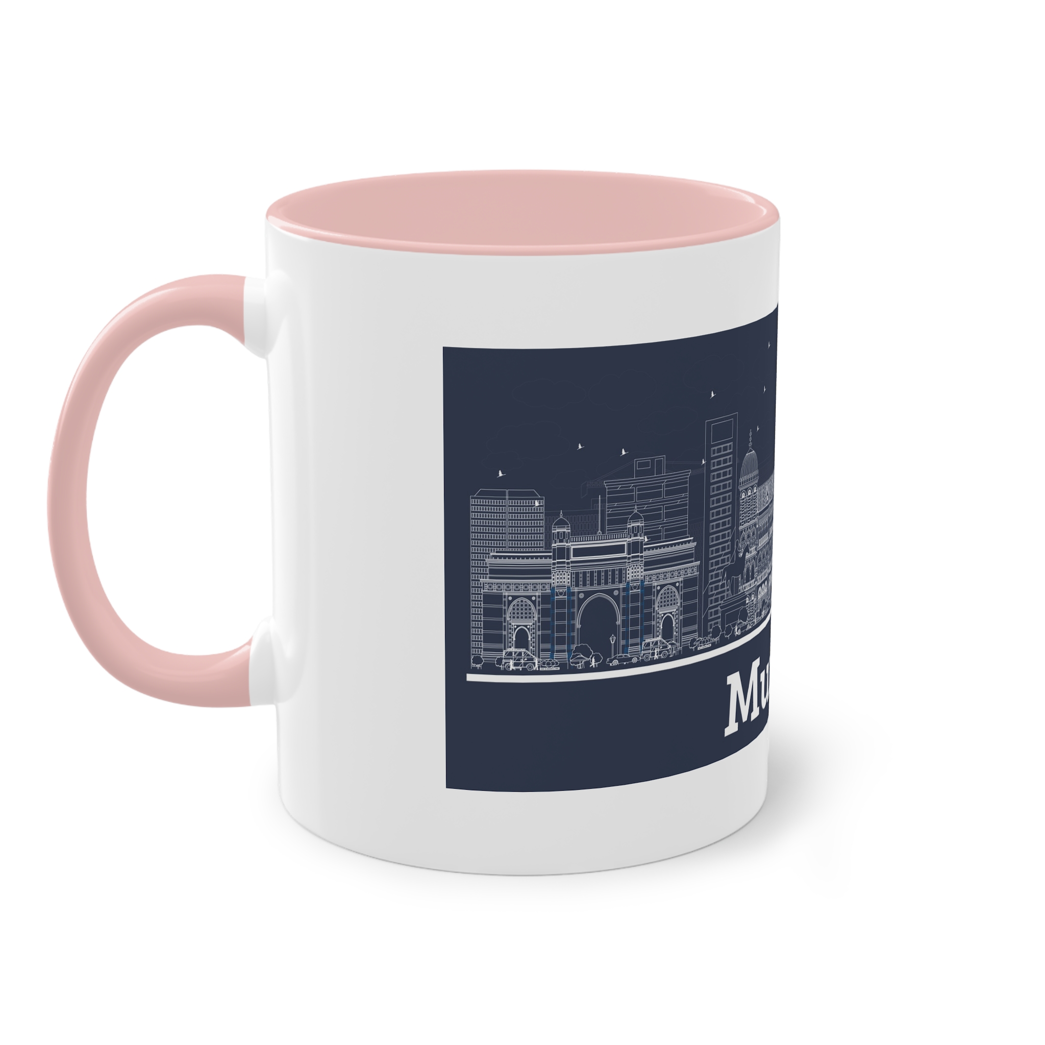 Mumbai Outline Inverse Two Tone Coffee Mug 11oz - Image 47