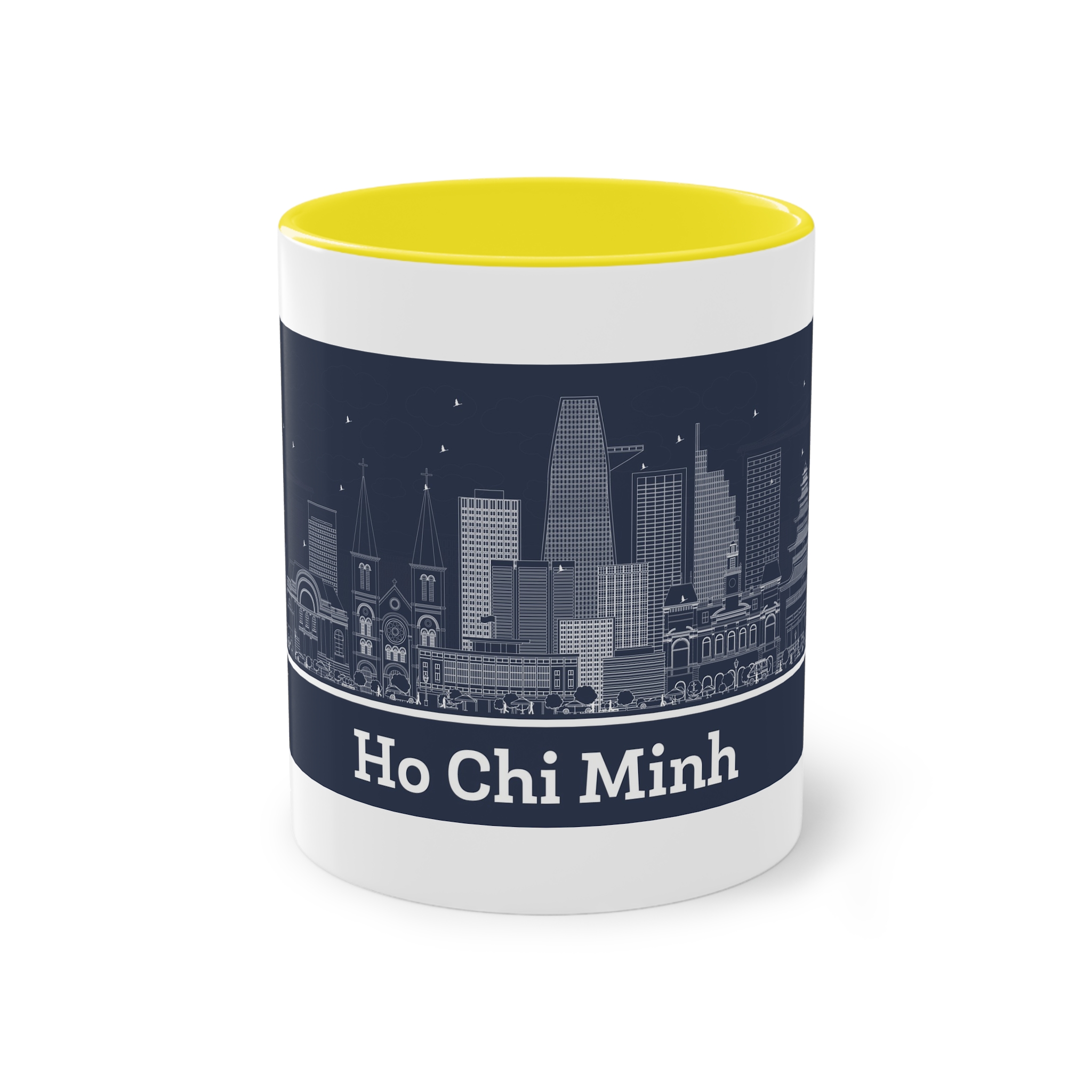 Ho Chi Minh Outline Inverse Two Tone Coffee Mug 11oz - Image 21