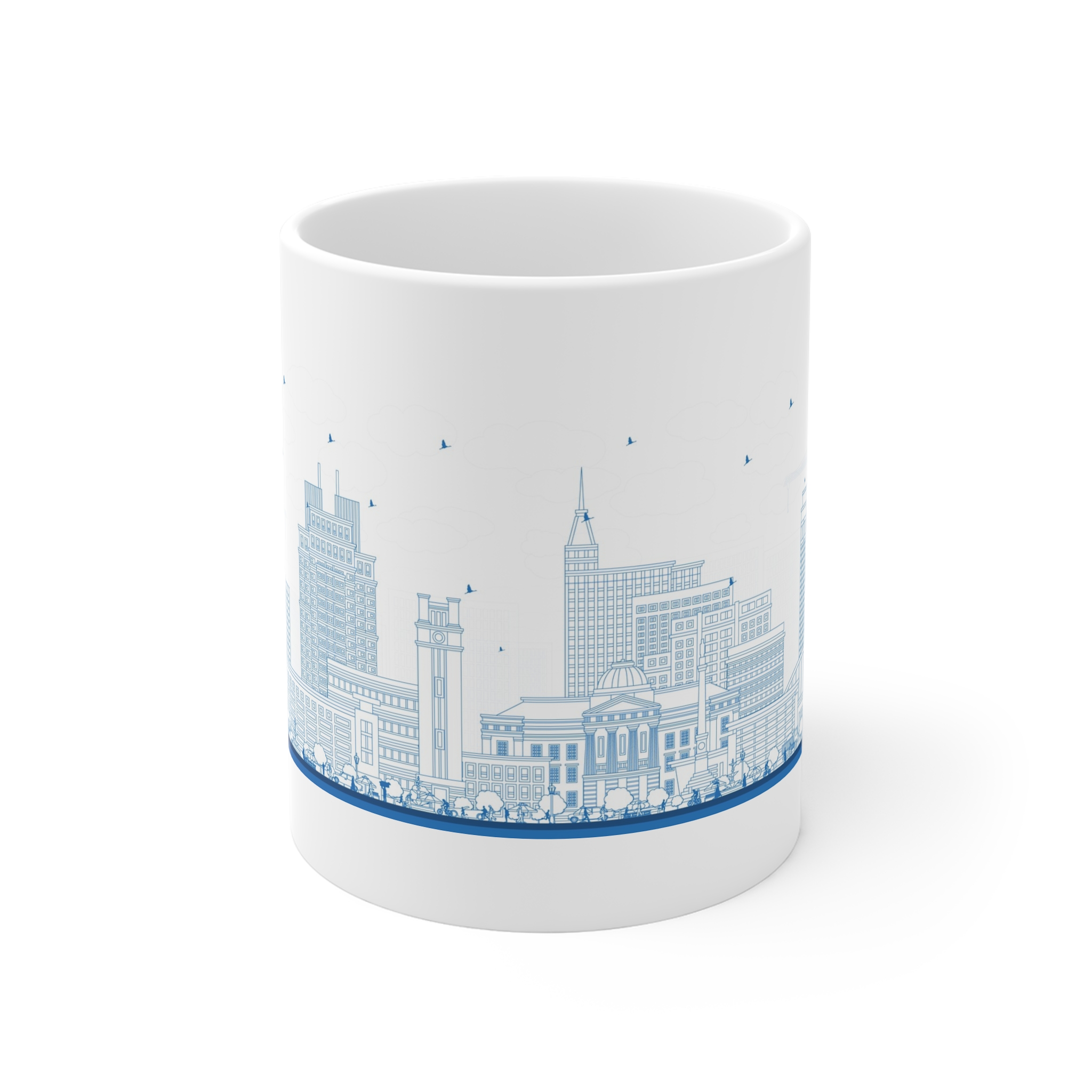 Raleigh North Carolina Outline 11oz White Mug