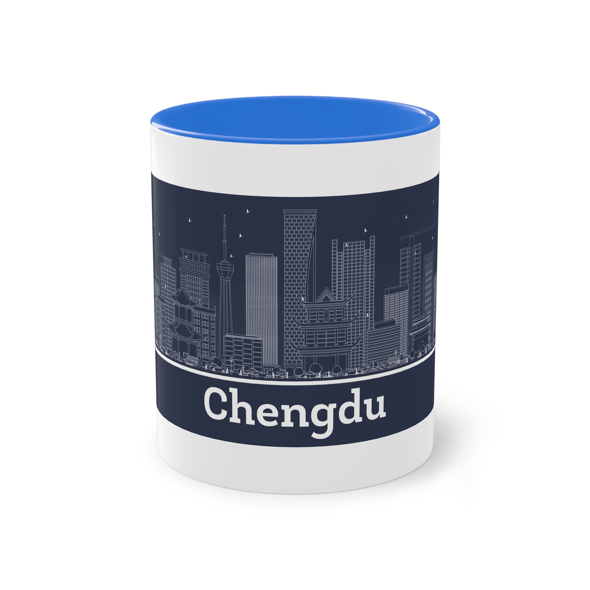 Chengdu Outline Inverse Two Tone Coffee Mug 11oz - Image 37