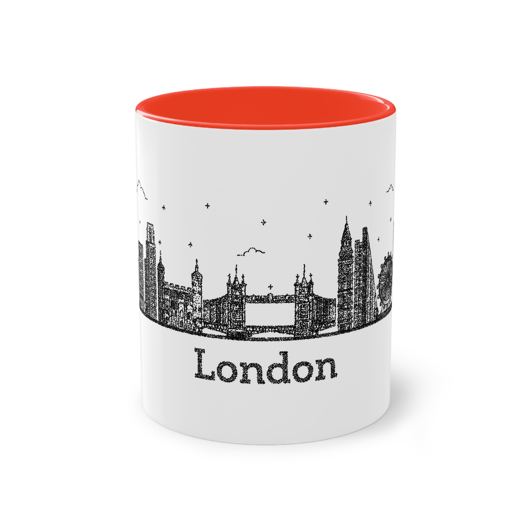 London Outline Bold Color Texture Two Tone Coffee Mug 11oz