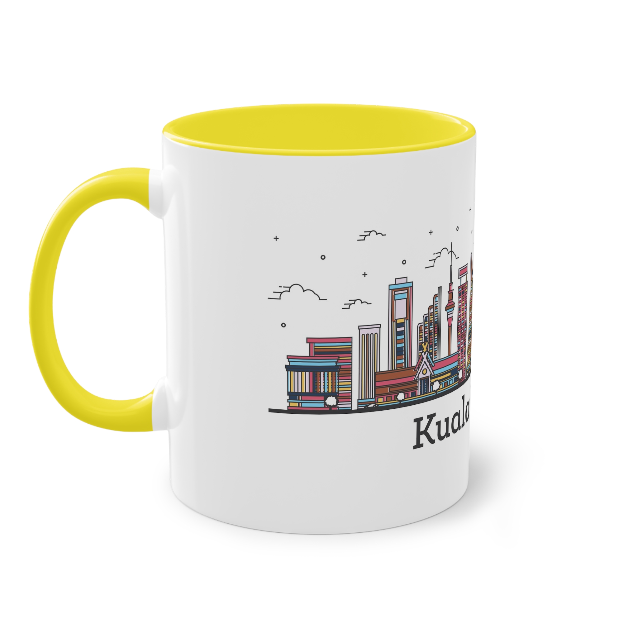 Kuala Lumpur Outline Bold Color Two Tone Coffee Mug 11oz - Image 23
