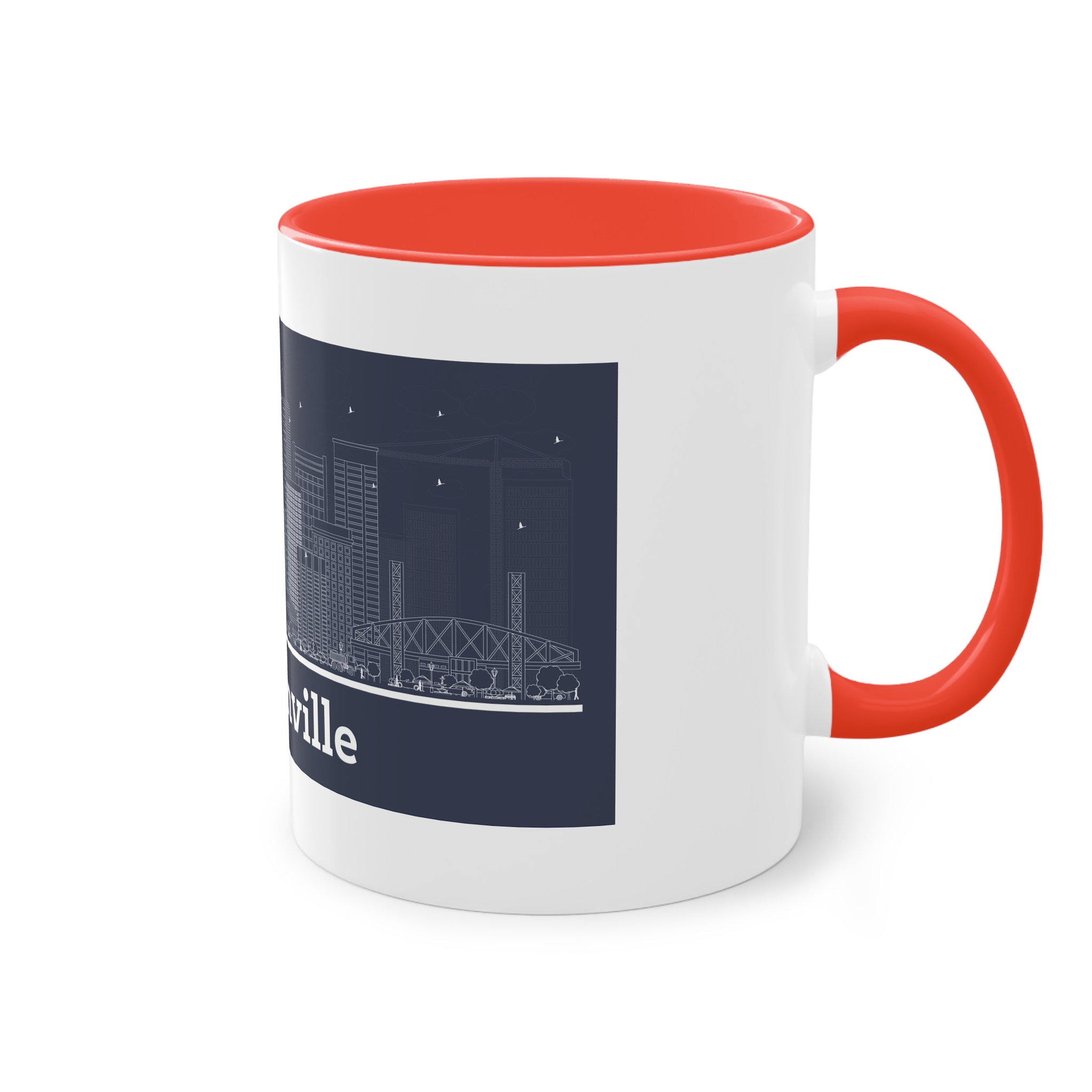 Jacksonville Outline Inverse Two Tone Coffee Mug 11oz - Image 4