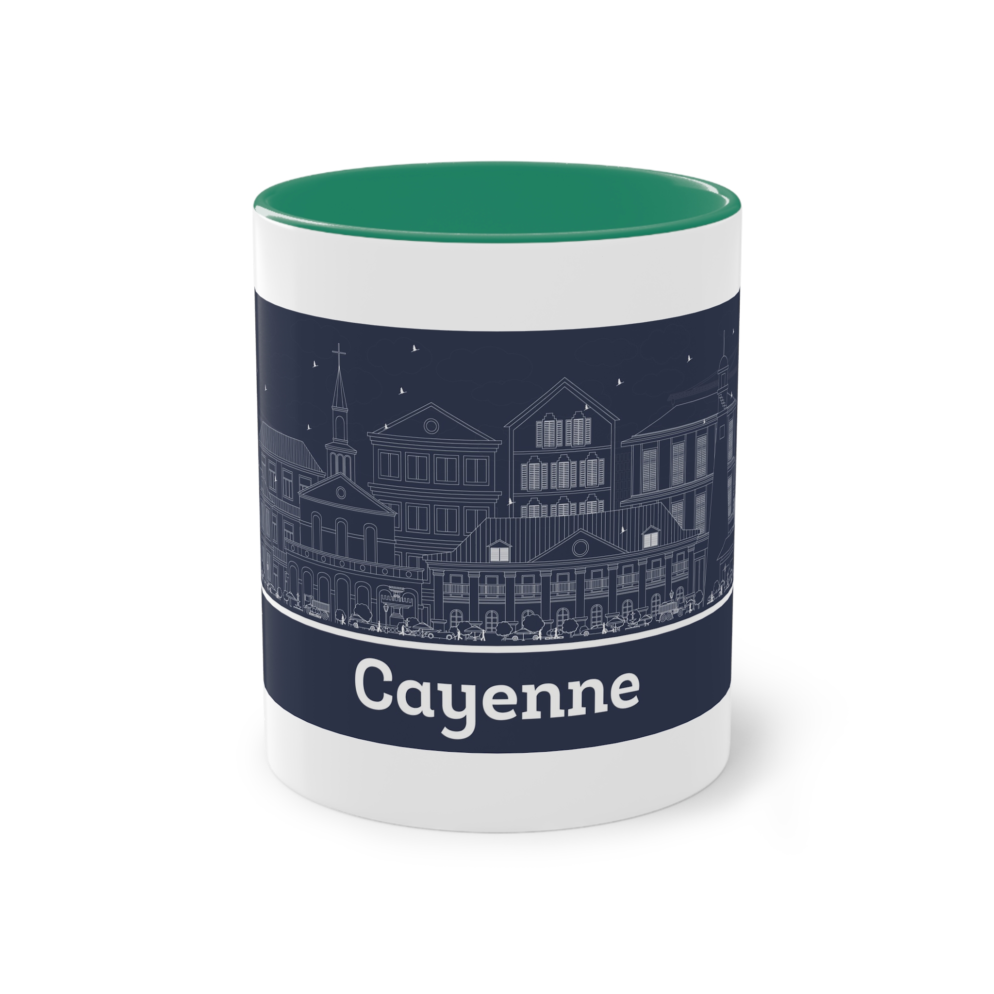Cayenne Outline Inverse Two Tone Coffee Mug 11oz - Image 29