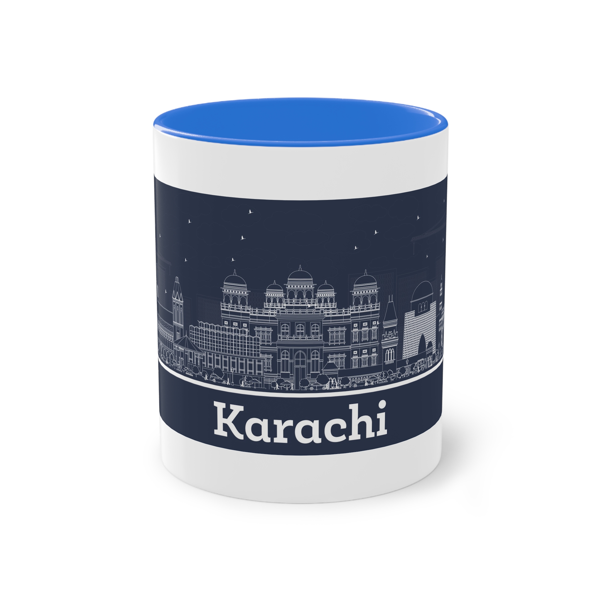 Karachi Outline Inverse Two Tone Coffee Mug 11oz - Image 37