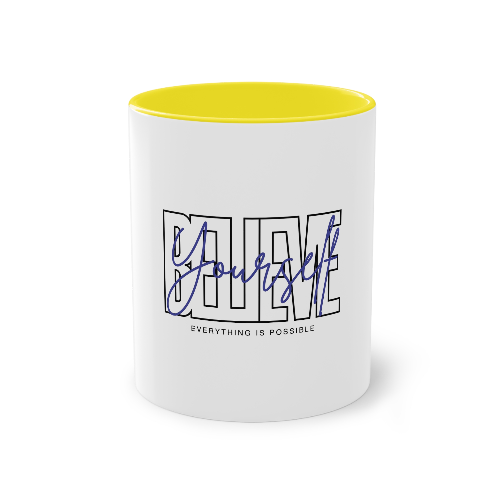 Believe Yourself Positive Affirmation Typography Two Tone Coffee Mug 11oz - Image 21