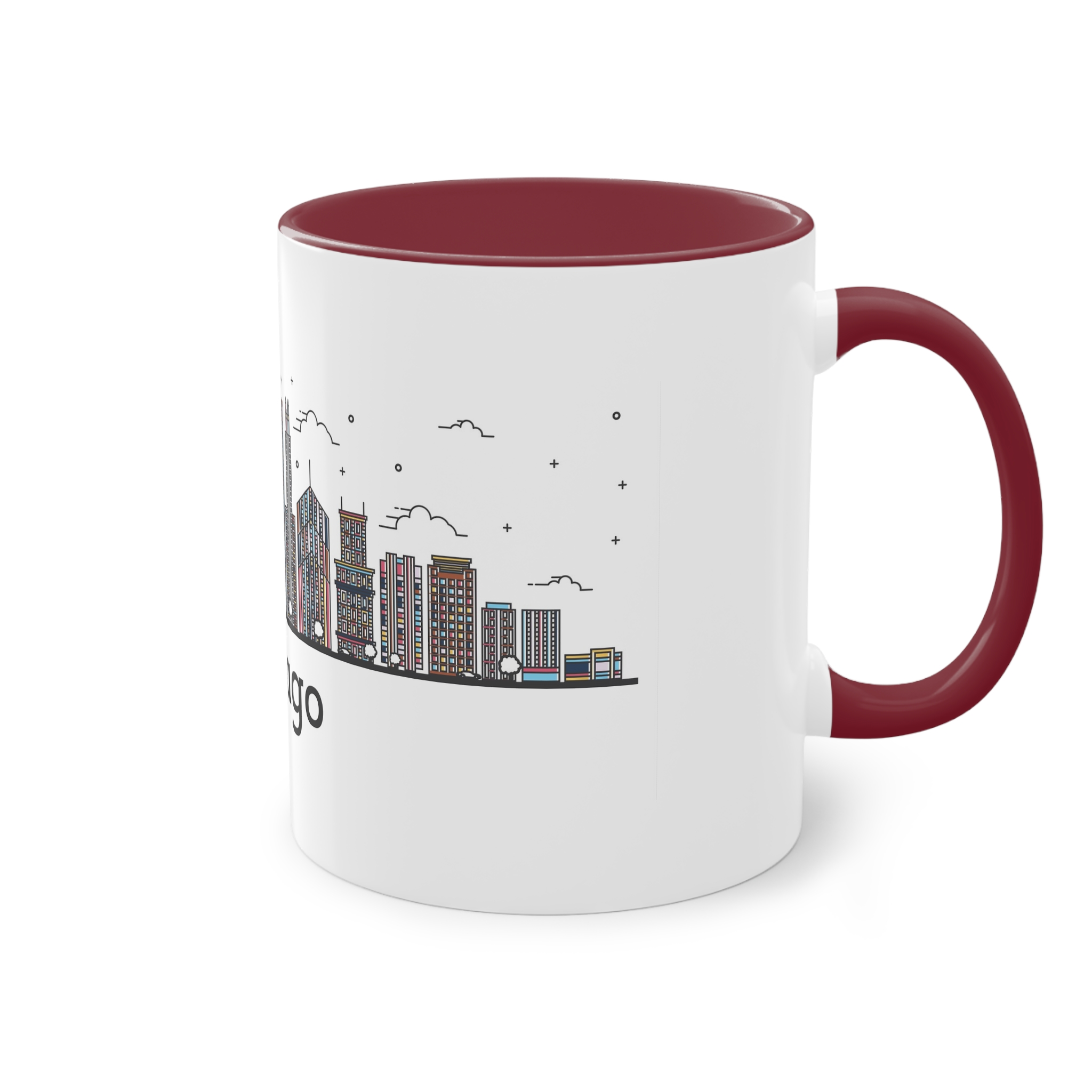 Chicago Outline Bold Color Two Tone Coffee Mug 11oz - Image 8