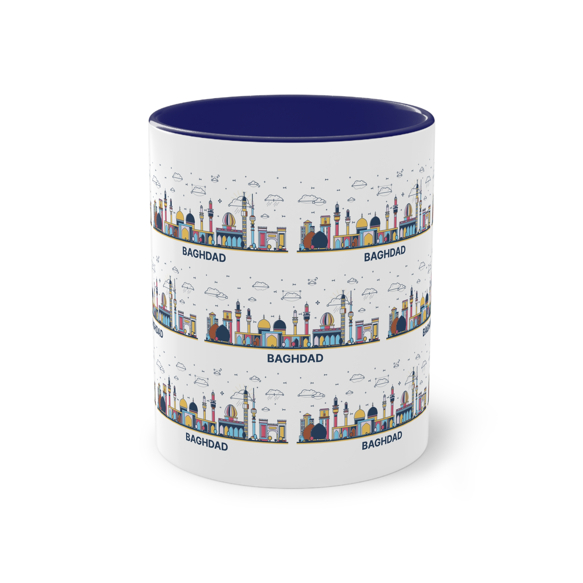 Baghdad Outline Bold Color Two Tone Coffee Mug 11oz - Image 41