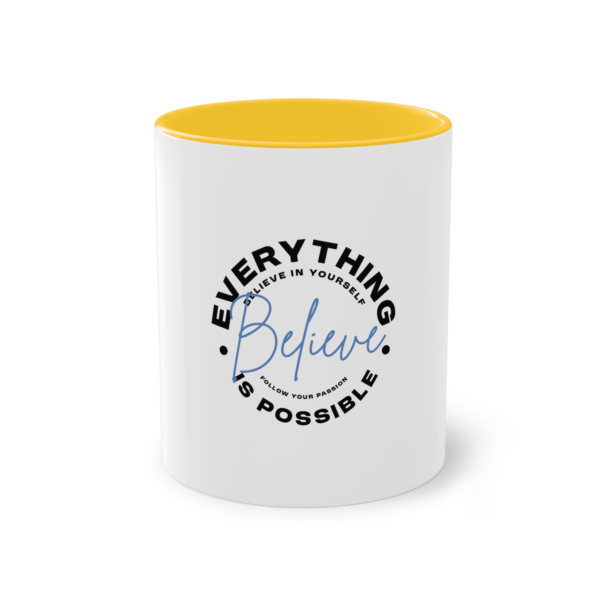 Believe Inspirational Typography Design Two Tone Coffee Mug 11oz - Image 17