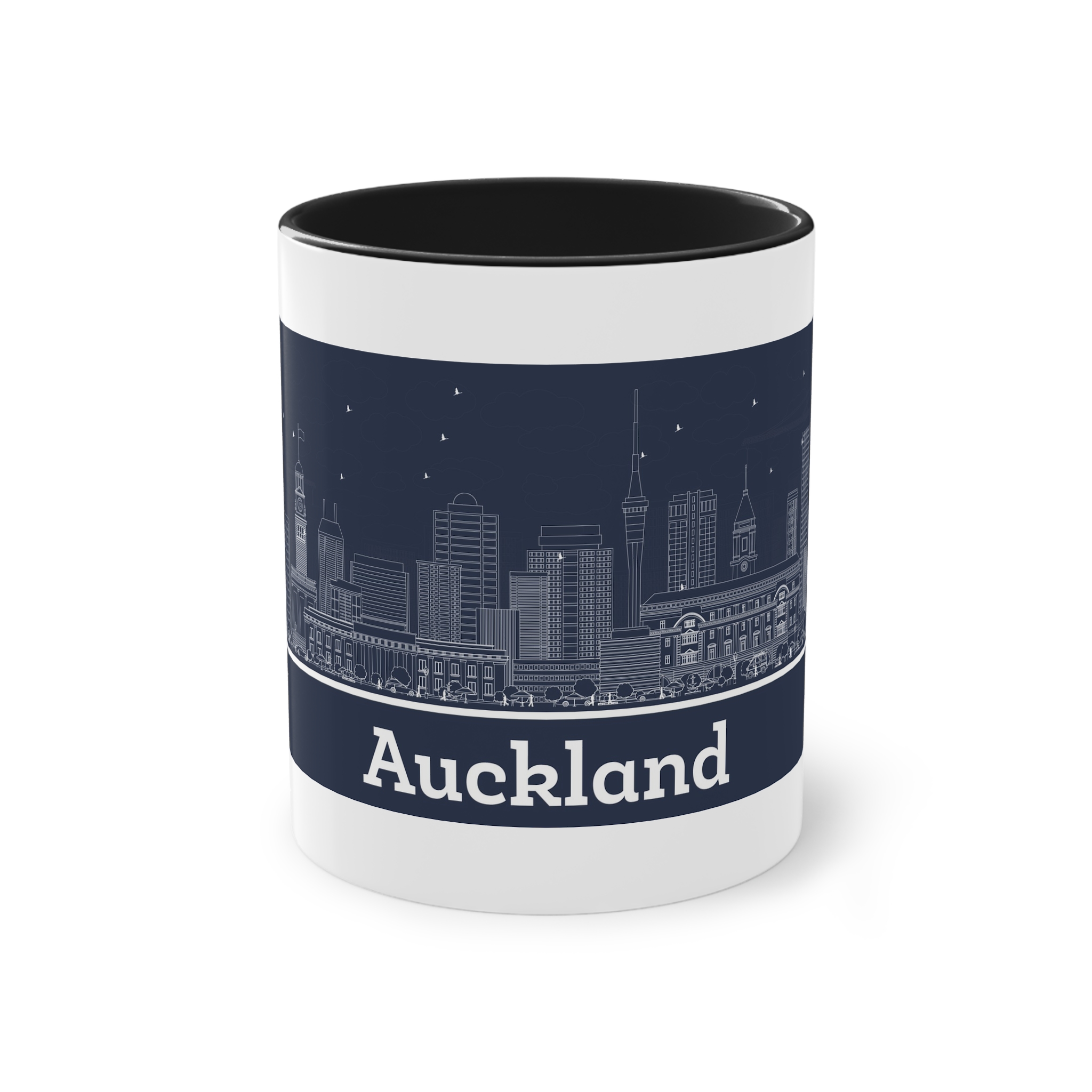 Auckland Outline Inverse Two Tone Coffee Mug 11oz - Image 9