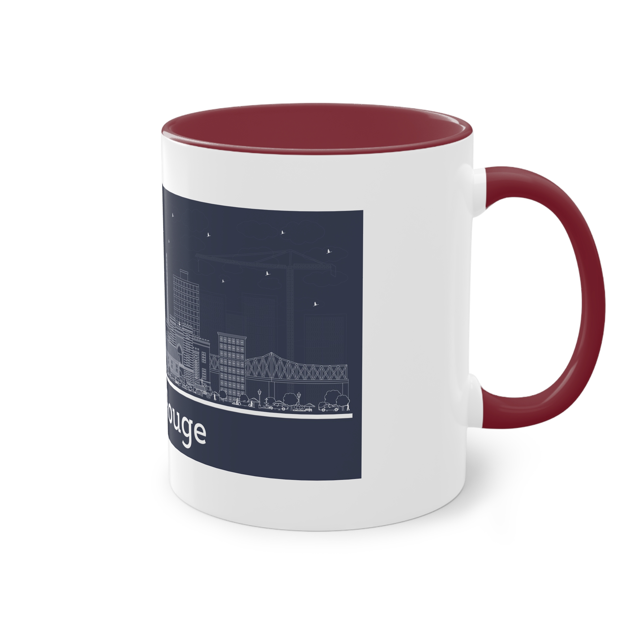 Baton Rouge Outline Inverse Two Tone Coffee Mug 11oz - Image 8