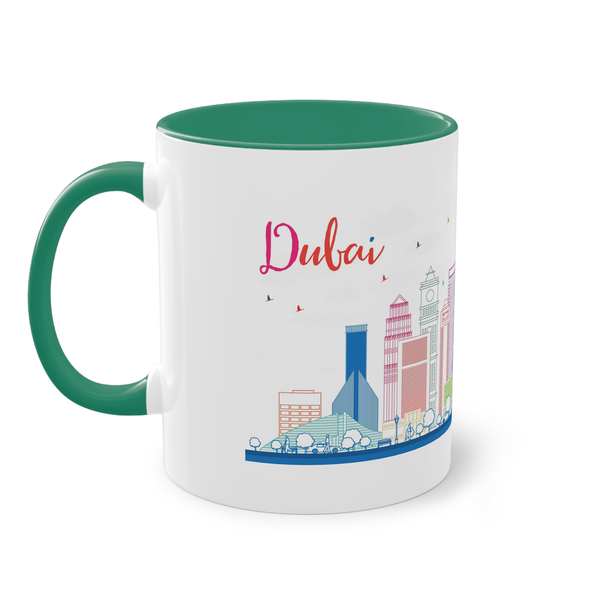 Dubai Outline Color Two Tone Coffee Mug 11oz - Image 31