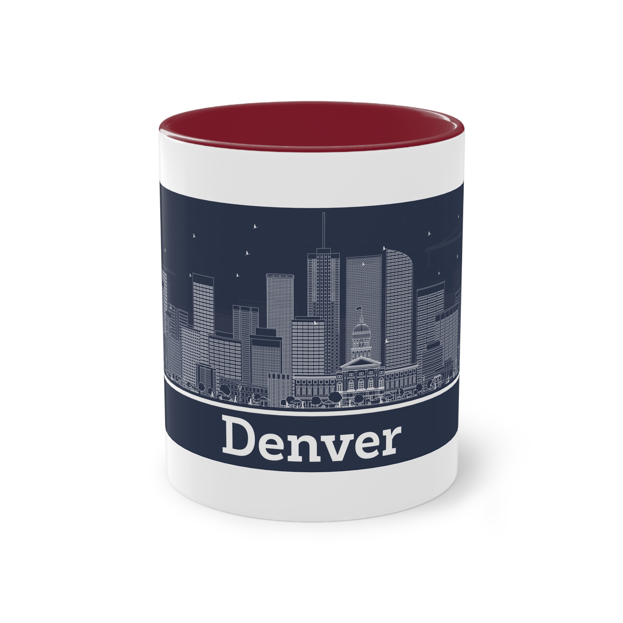 Denver Outline Inverse Two Tone Coffee Mug 11oz - Image 5
