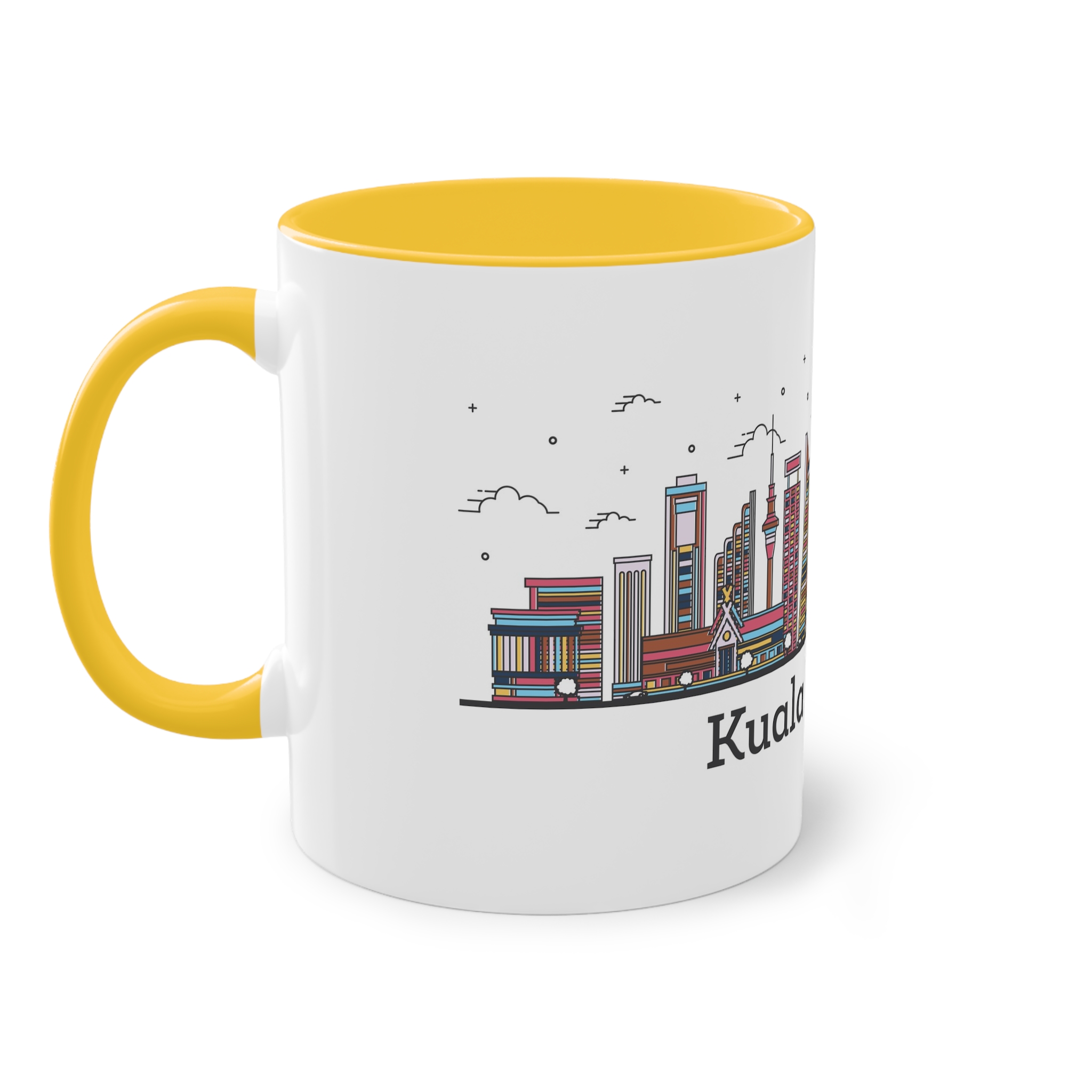Kuala Lumpur Outline Bold Color Two Tone Coffee Mug 11oz - Image 19