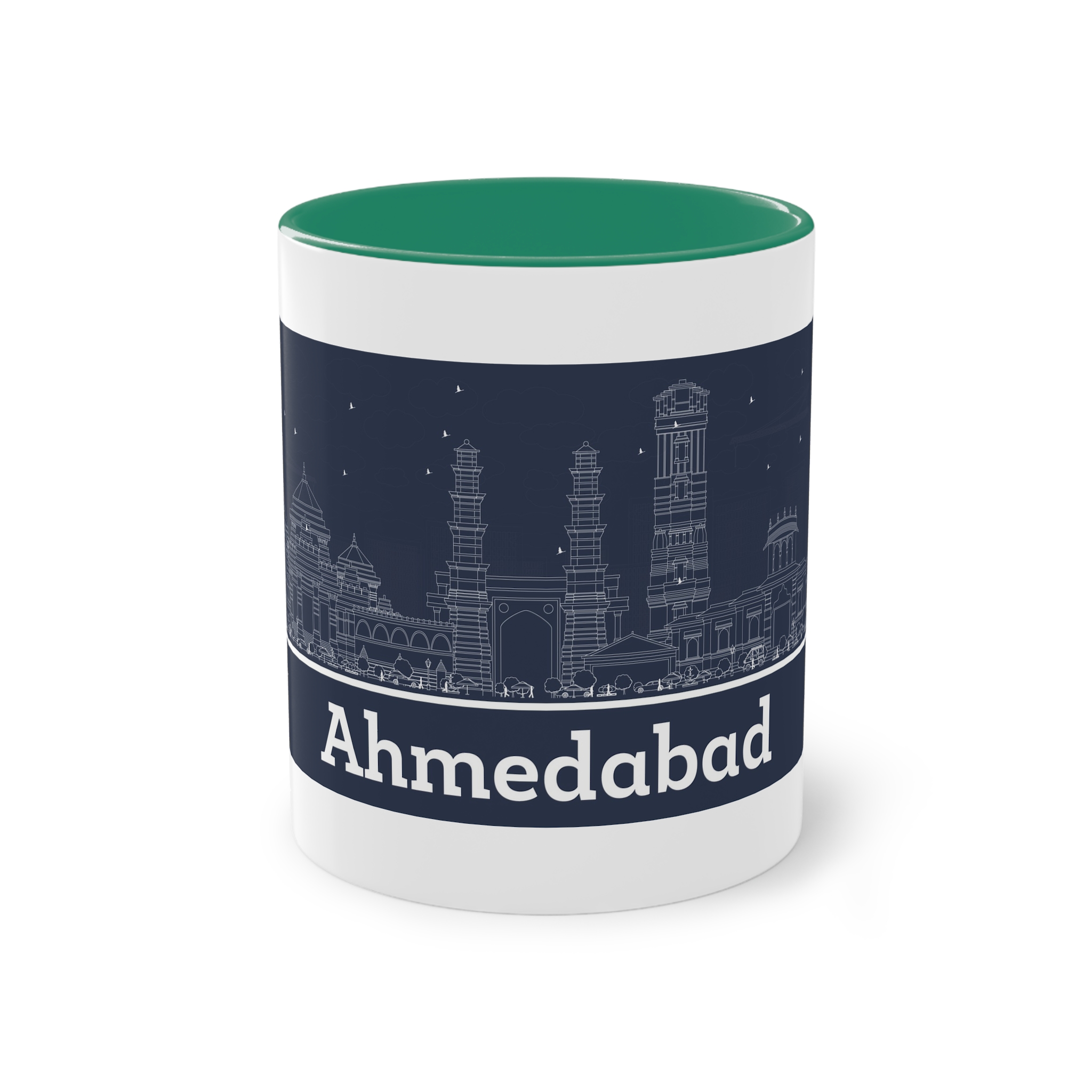 Ahmedabad Outline Inverse Two Tone Coffee Mug 11oz - Image 29