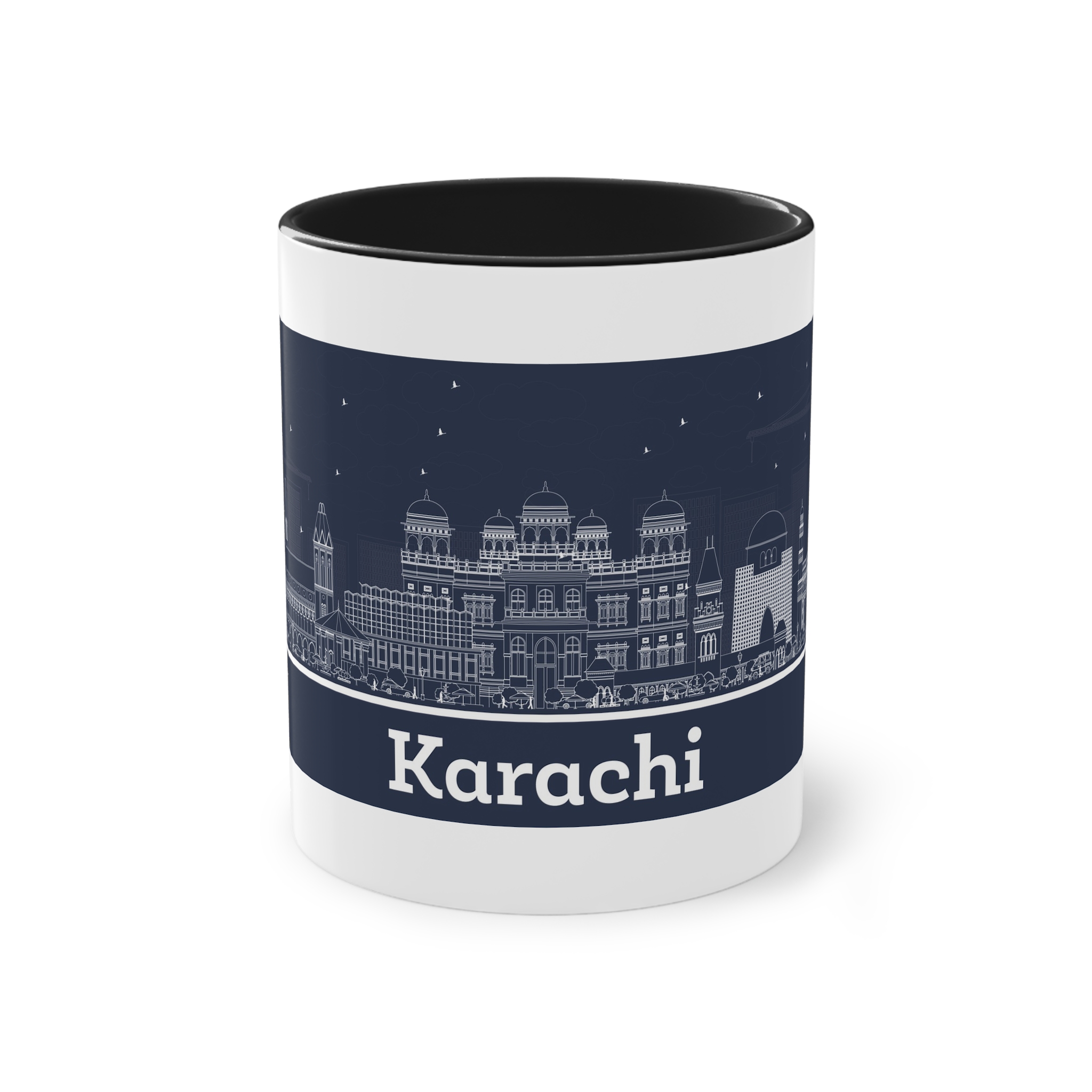 Karachi Outline Inverse Two Tone Coffee Mug 11oz - Image 9