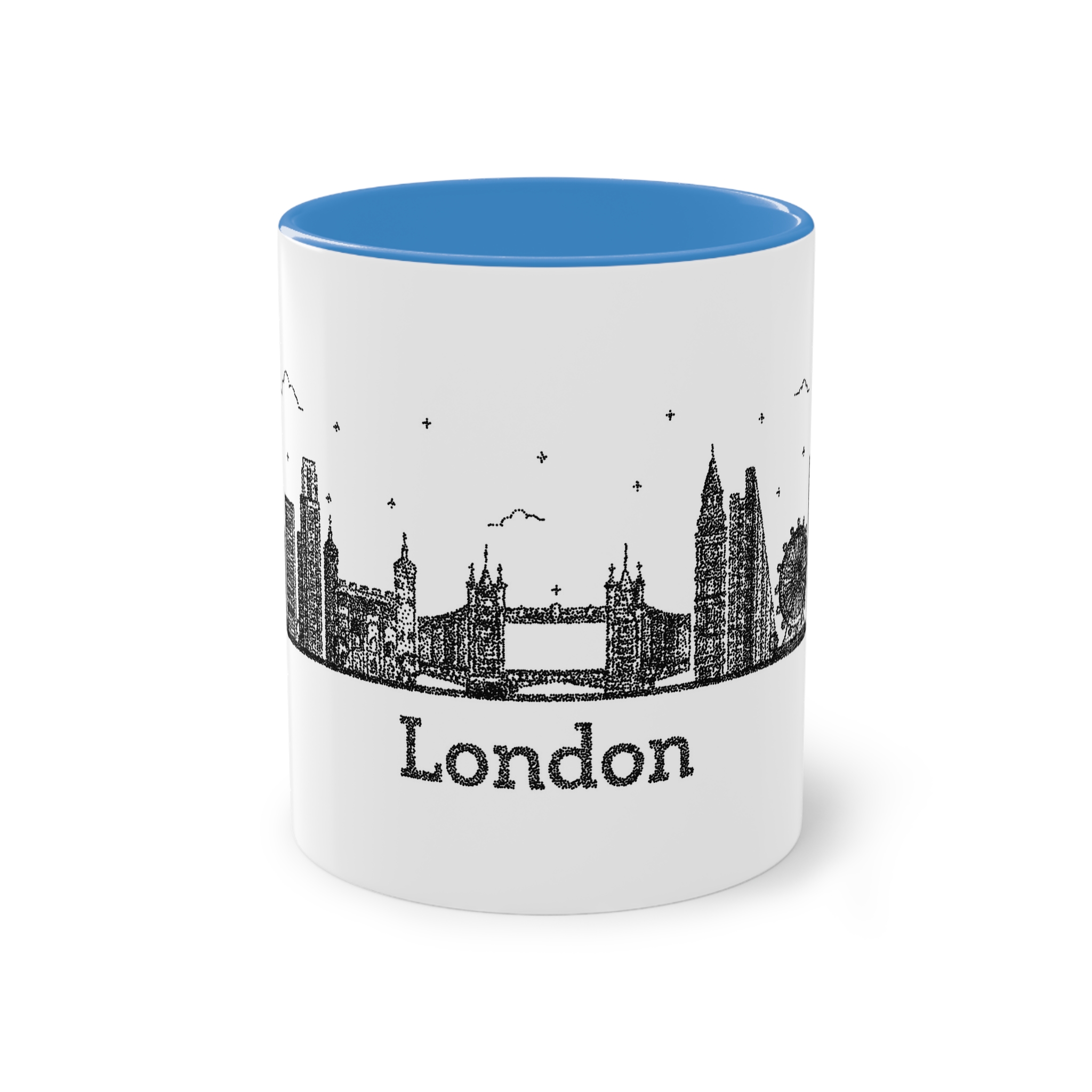 London Outline Bold Color Texture Two Tone Coffee Mug 11oz - Image 33