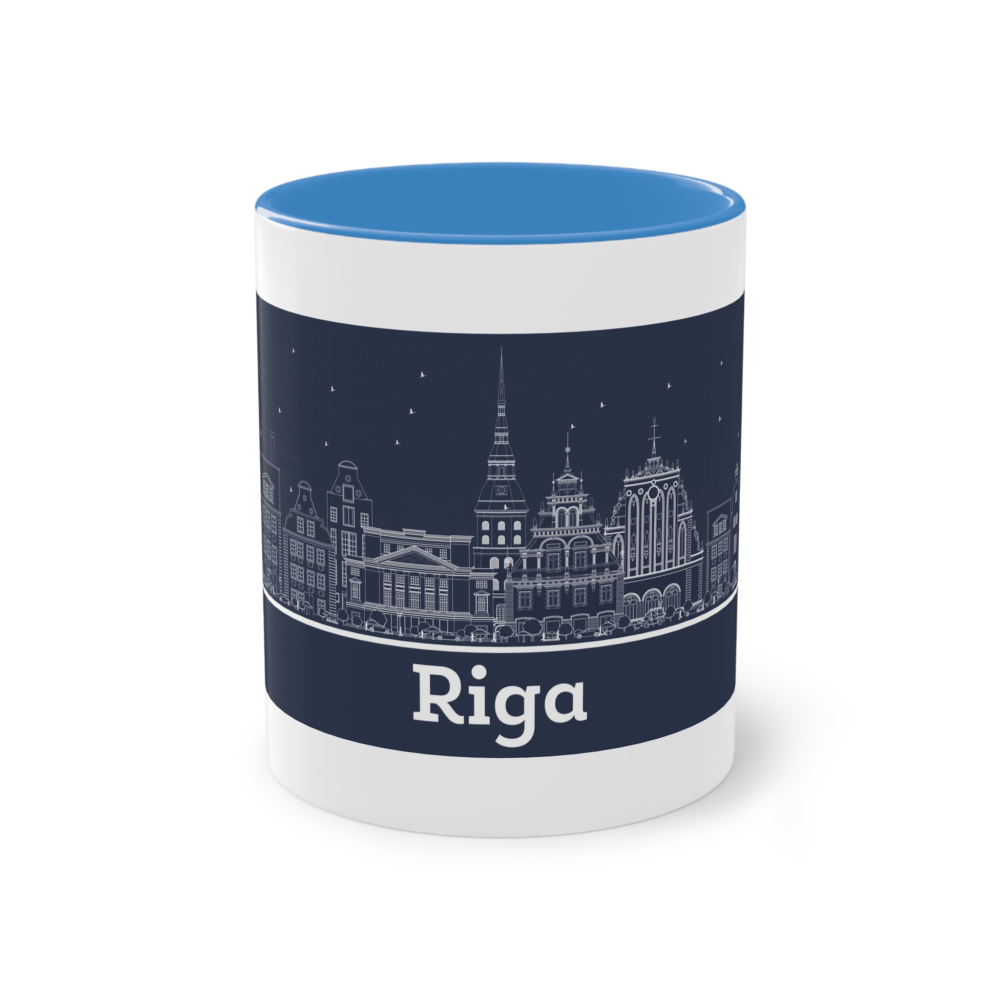 Riga Outline Inverse Two Tone Coffee Mug 11oz - Image 33
