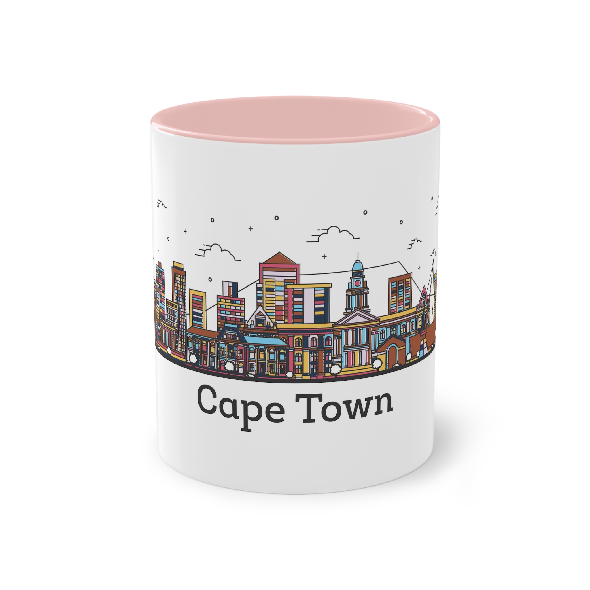 Cape Town Outline Bold Color Two Tone Coffee Mug 11oz - Image 45