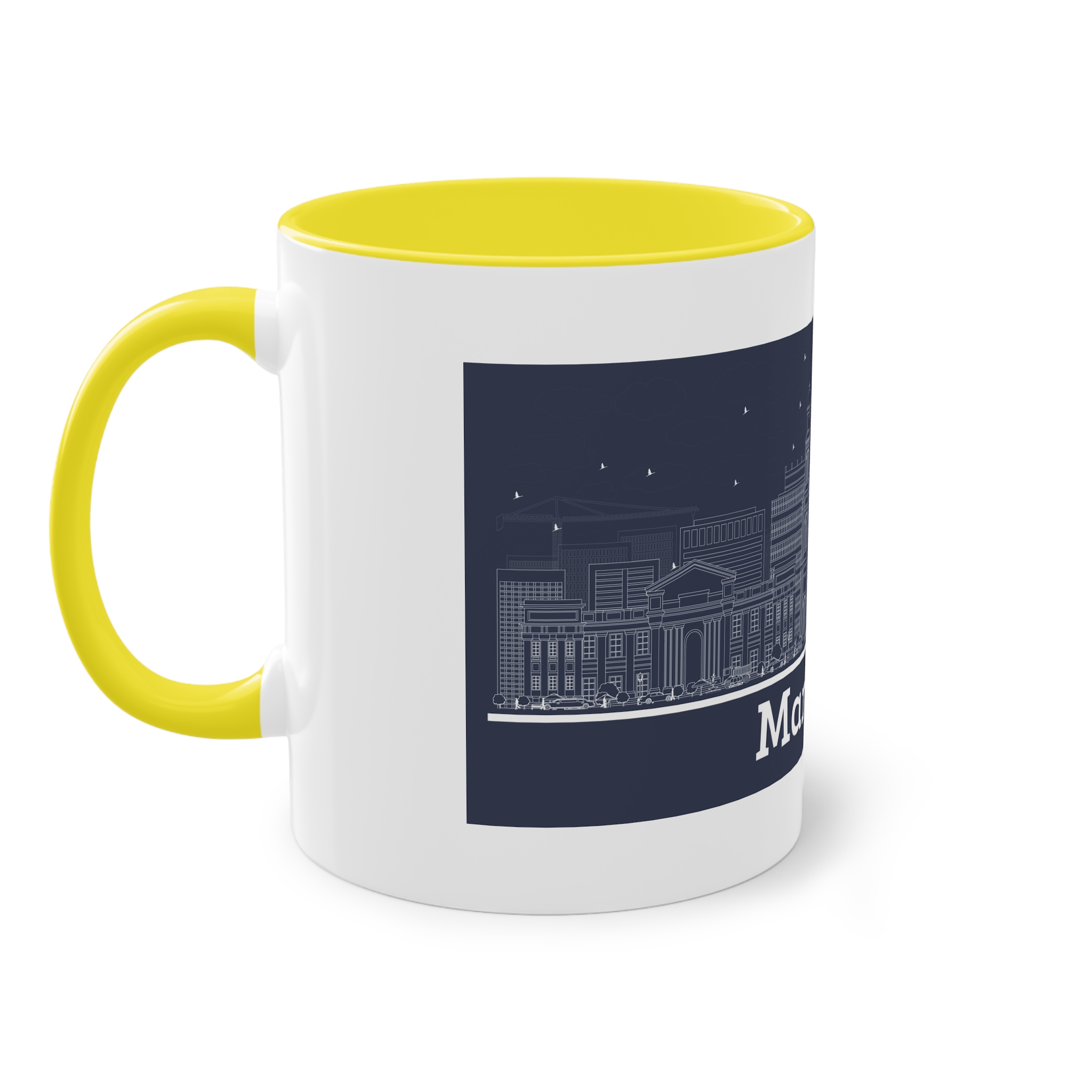 Managua Outline Inverse Two Tone Coffee Mug 11oz - Image 23