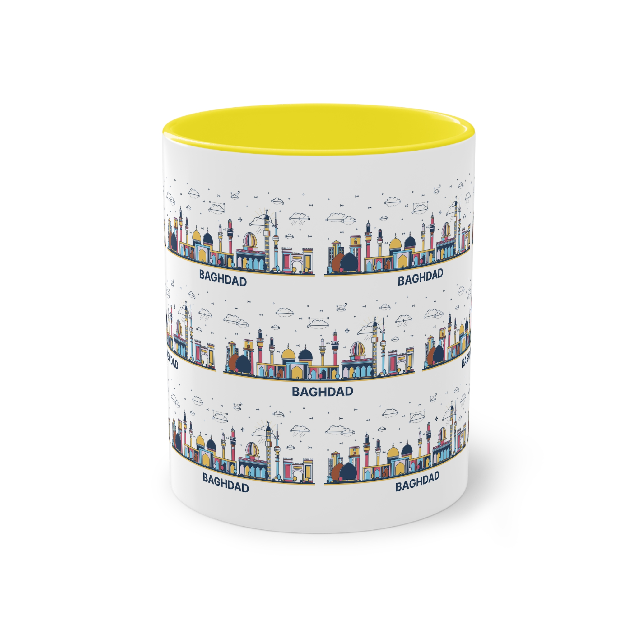Baghdad Outline Bold Color Two Tone Coffee Mug 11oz - Image 21