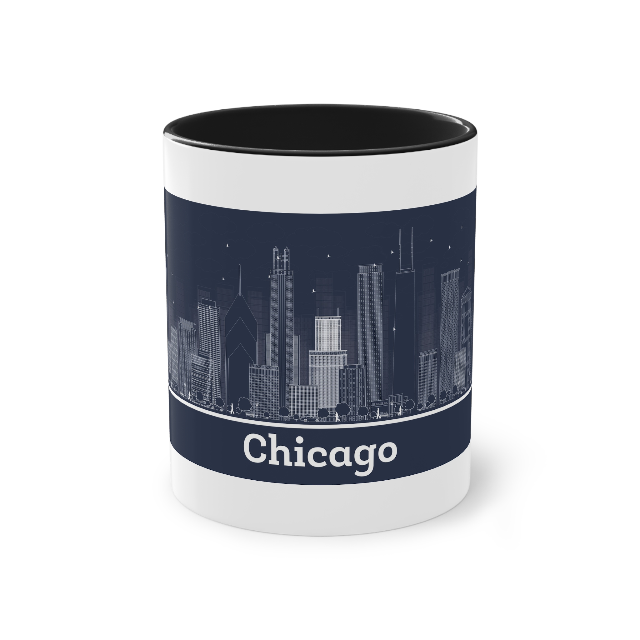 Chicago Outline Inverse Two Tone Coffee Mug 11oz - Image 9