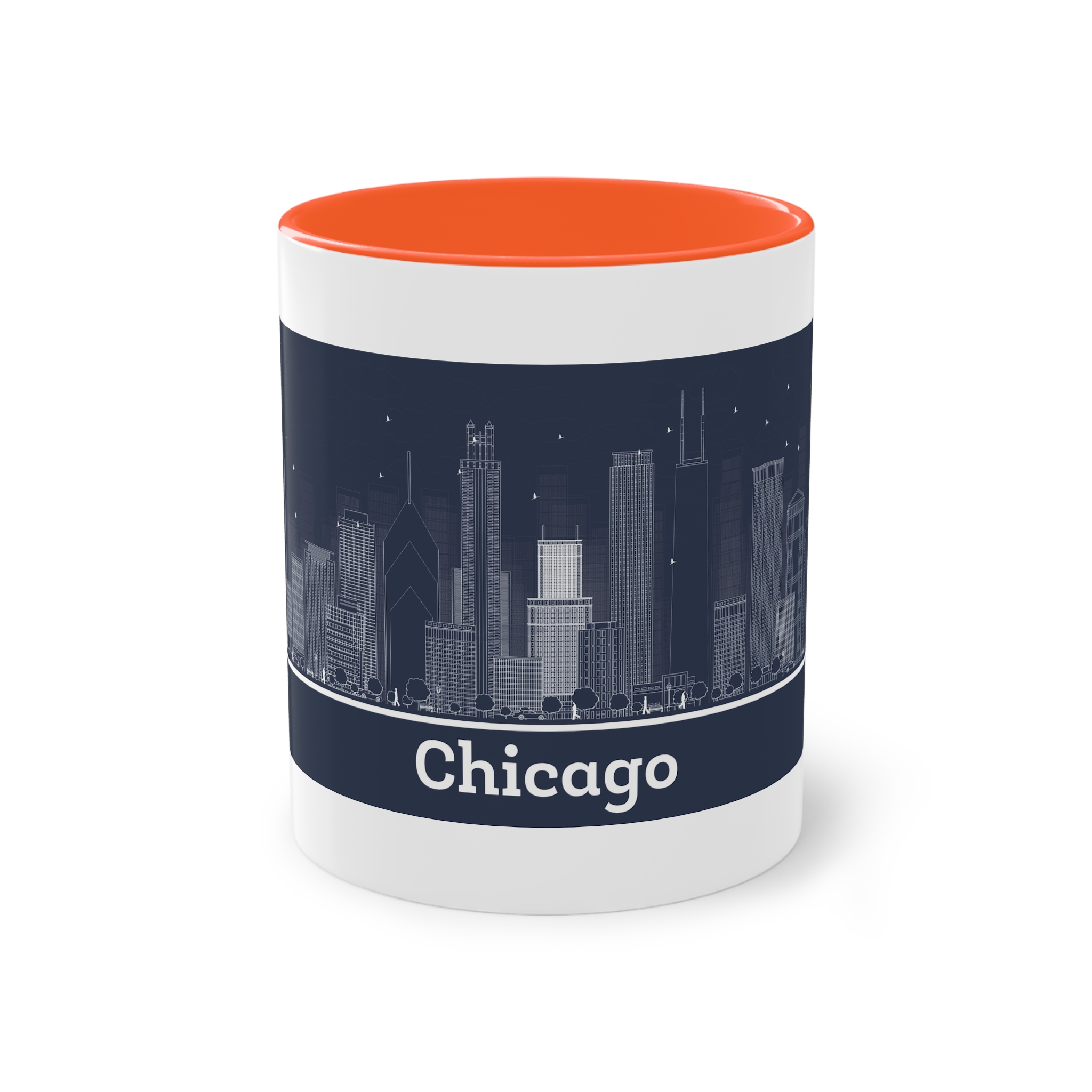 Chicago Outline Inverse Two Tone Coffee Mug 11oz - Image 13