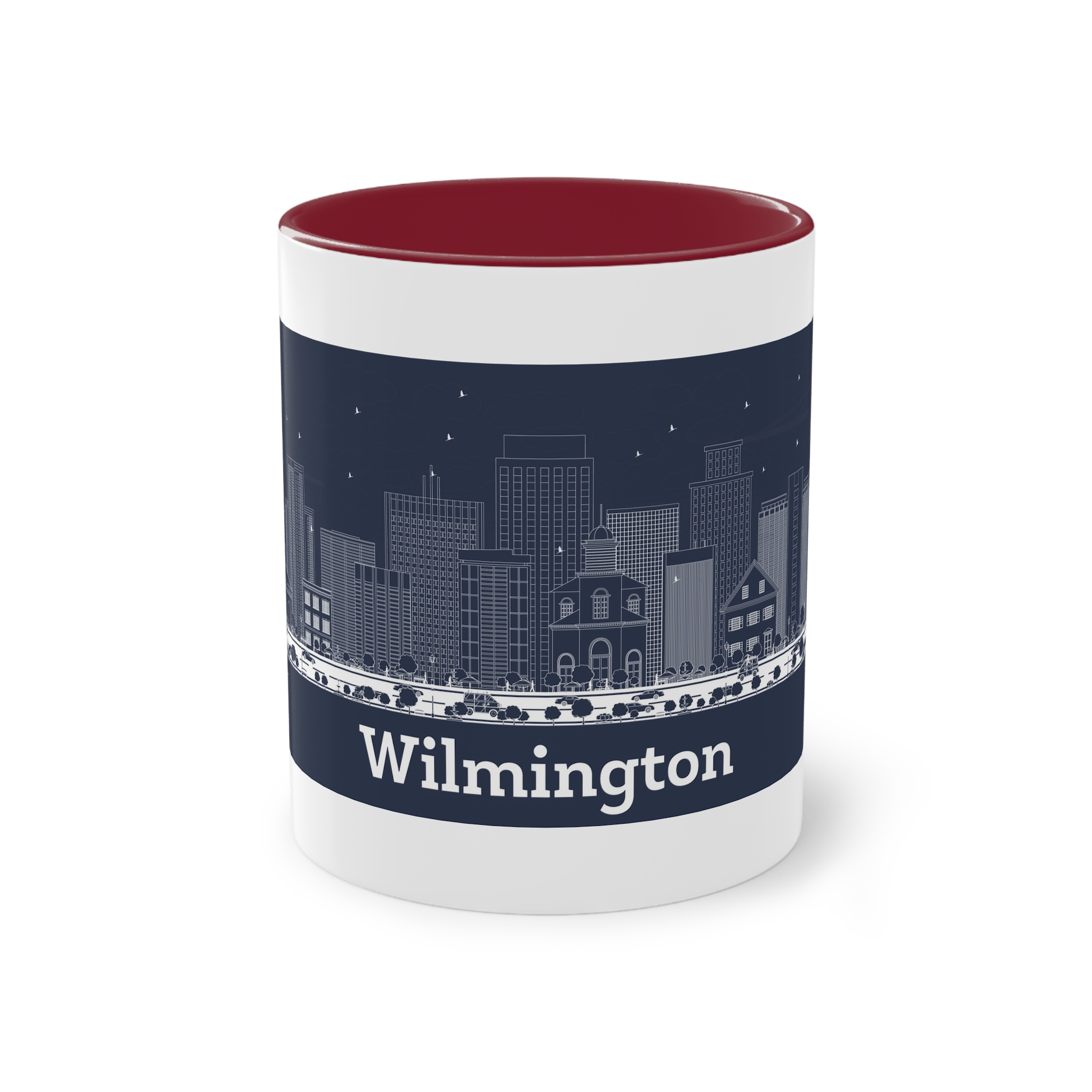 Wilmington Outline Inverse Two Tone Coffee Mug 11oz - Image 5