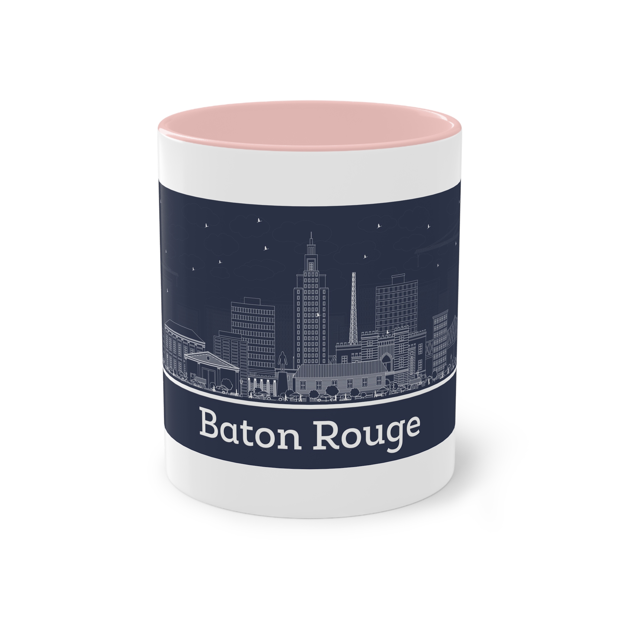 Baton Rouge Outline Inverse Two Tone Coffee Mug 11oz - Image 45