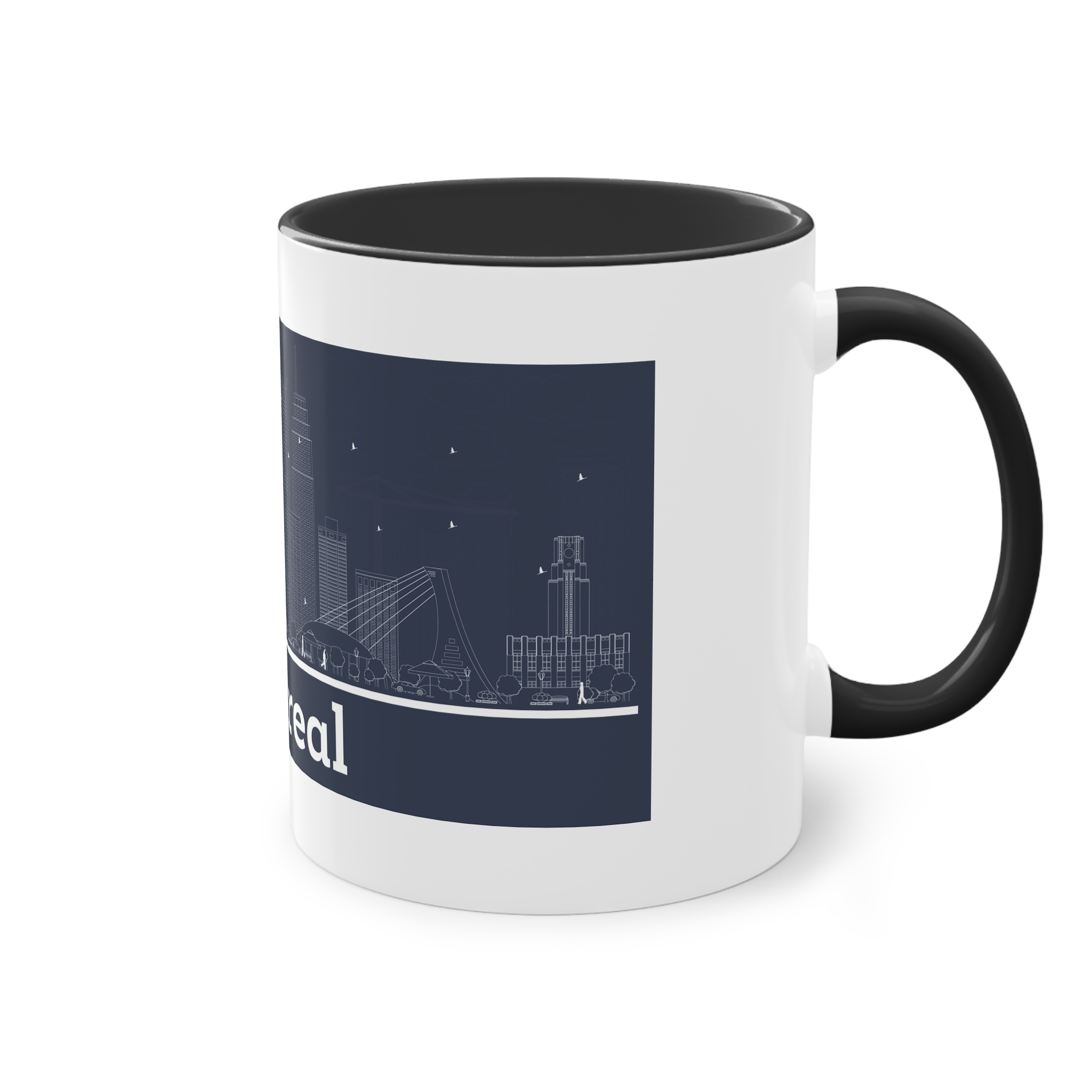 Montreal Outline Inverse Two Tone Coffee Mug 11oz - Image 12