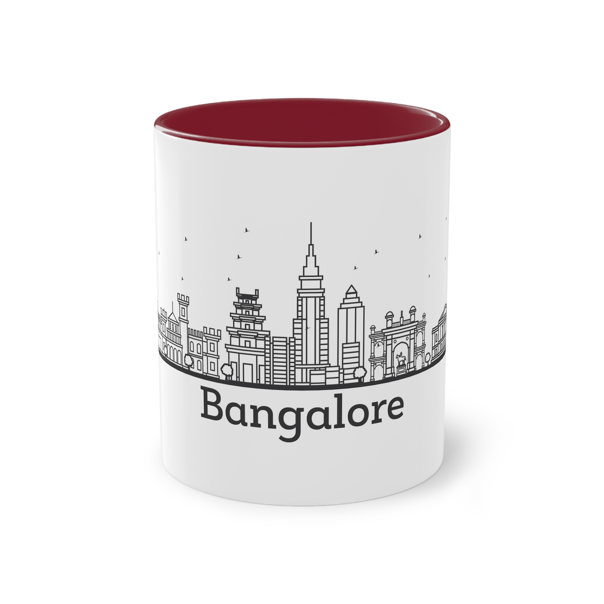 Bangalore Outline Bold Two Tone Coffee Mug 11oz - Image 5