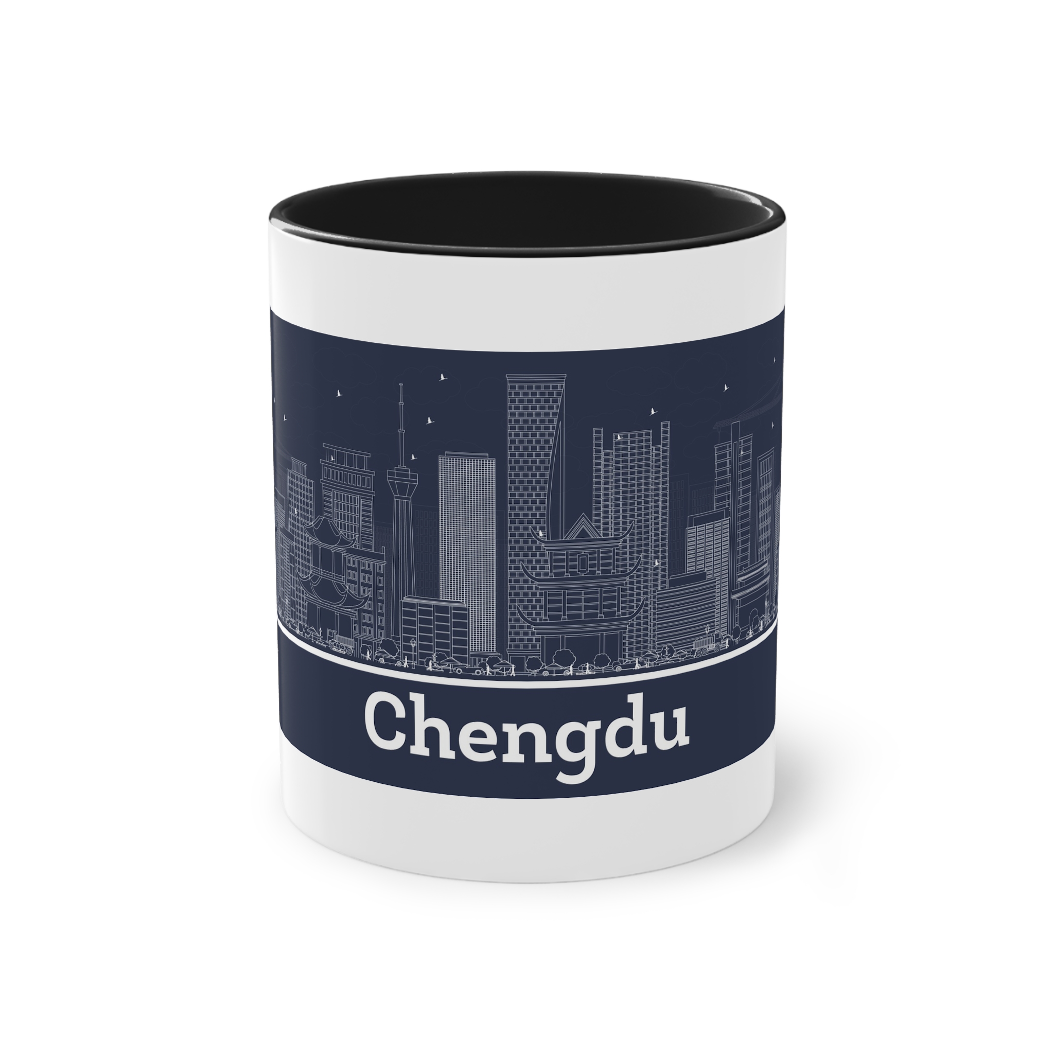 Chengdu Outline Inverse Two Tone Coffee Mug 11oz - Image 9